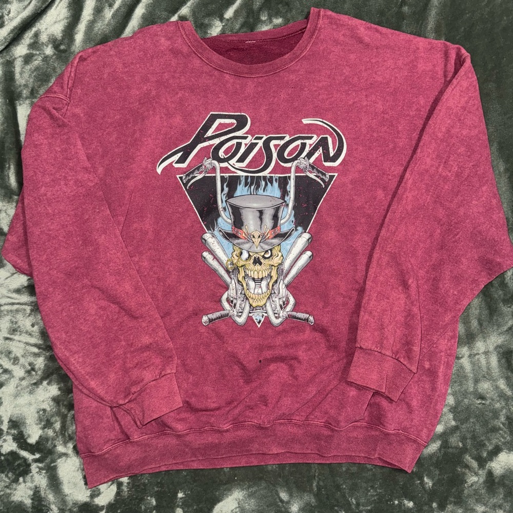 Oversized Poison Graphic Sweatshirt in Maroon